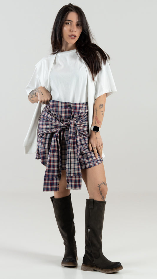 Gonna a quadri effetto camicia - Alma Shop